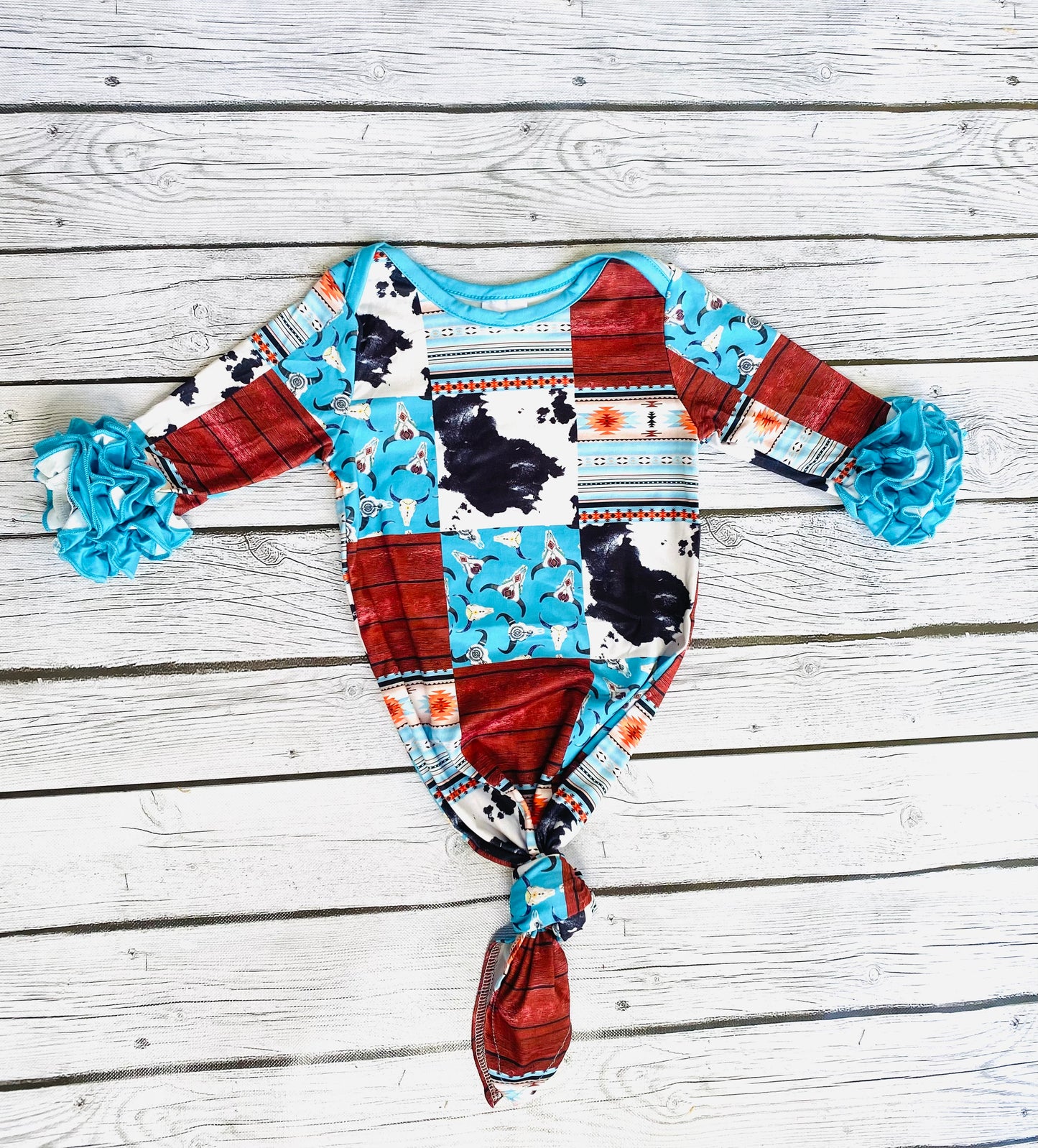 Turquoise and cow gown